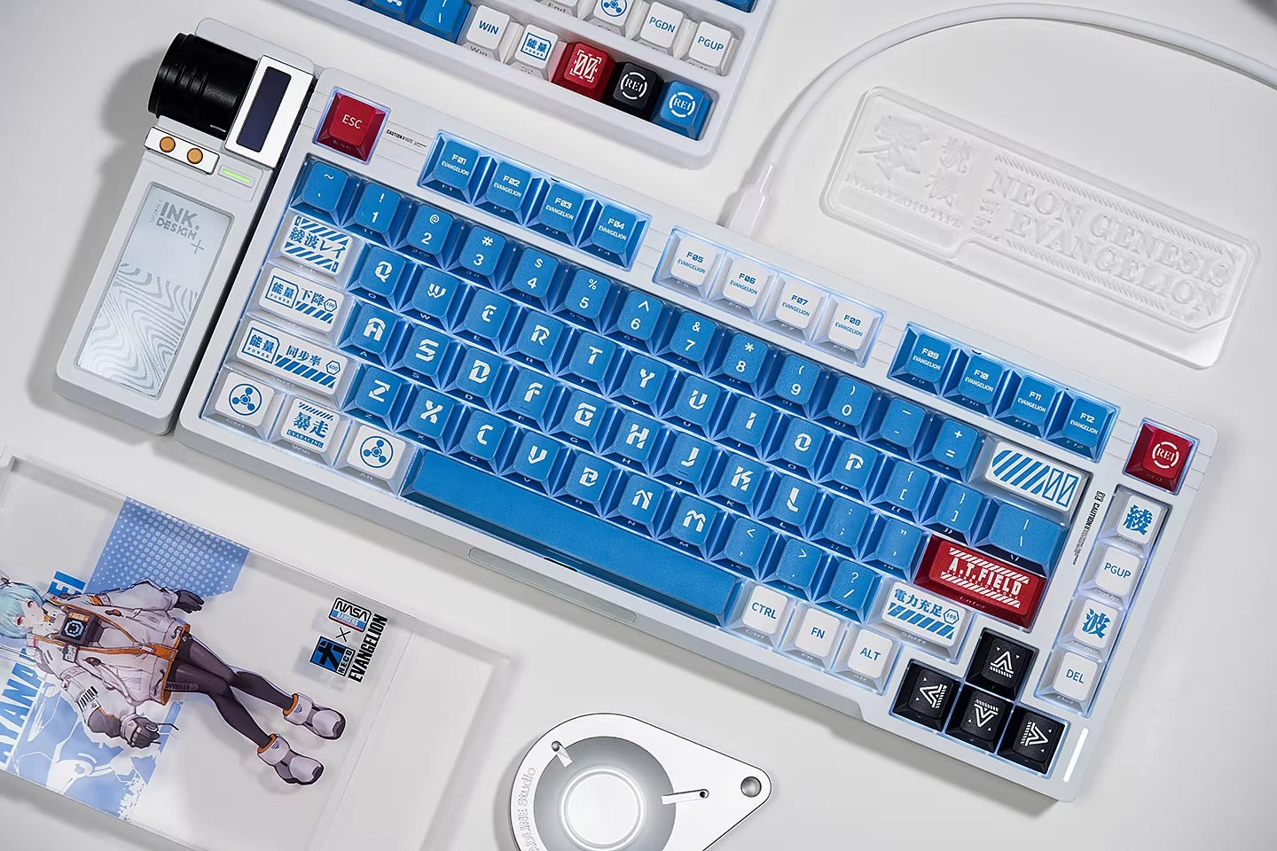 EVA series, Ayanami Rei theme, folded translucent personalized keycap theme series, PBT material anime game theme creative keycap set
