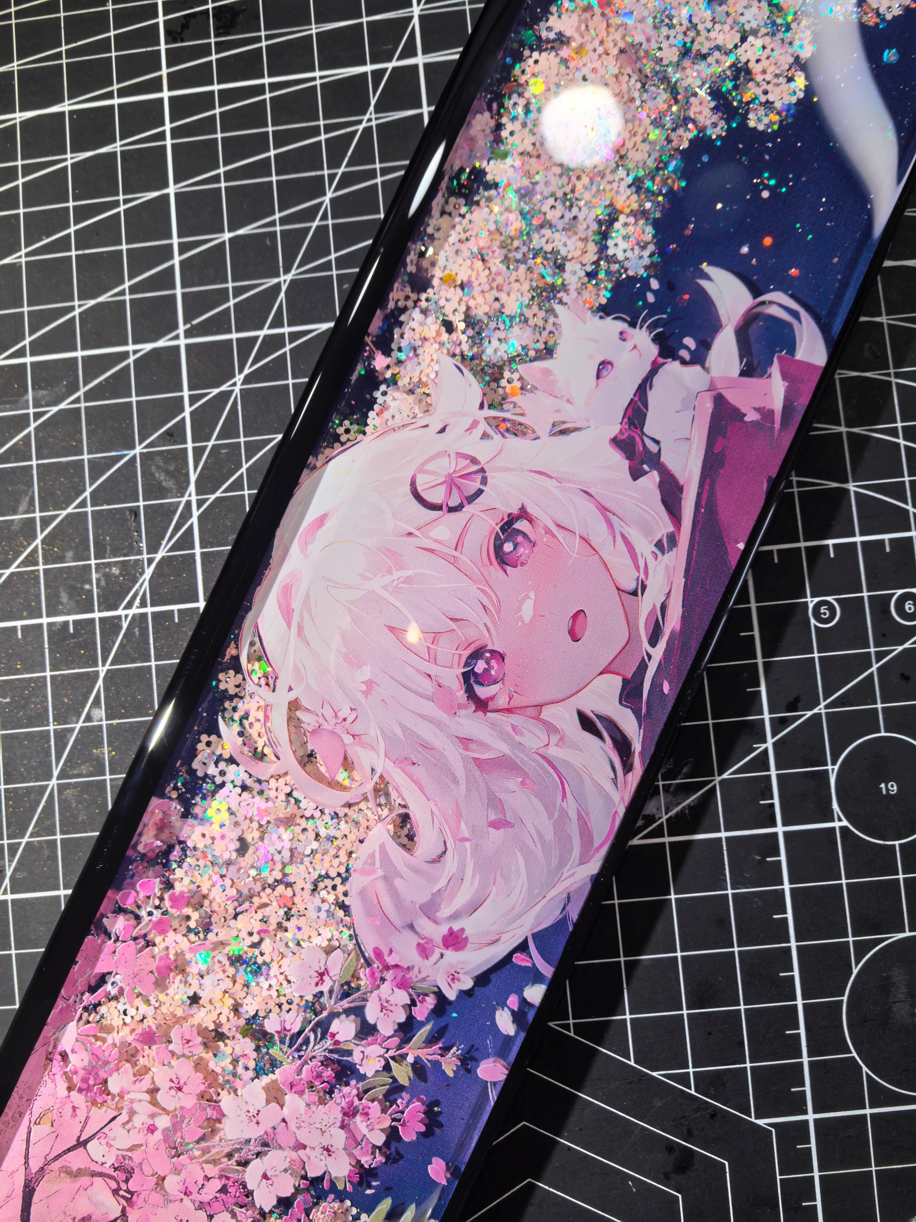 Sakura Tree Under Beautiful Girl Theme, Dynamic Sand Keyboard Palm Rest, Keyboard Peripheral Accessories