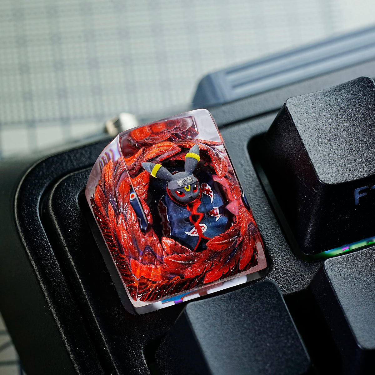 Umbreon Fusion NARUTO Fusion Akatsuki Crystal Resin Keycaps Original Design Personalized Keycaps, Anime Game Culture Creative Keycaps Mechanical Keyboard Cartoon Decorative Keycaps