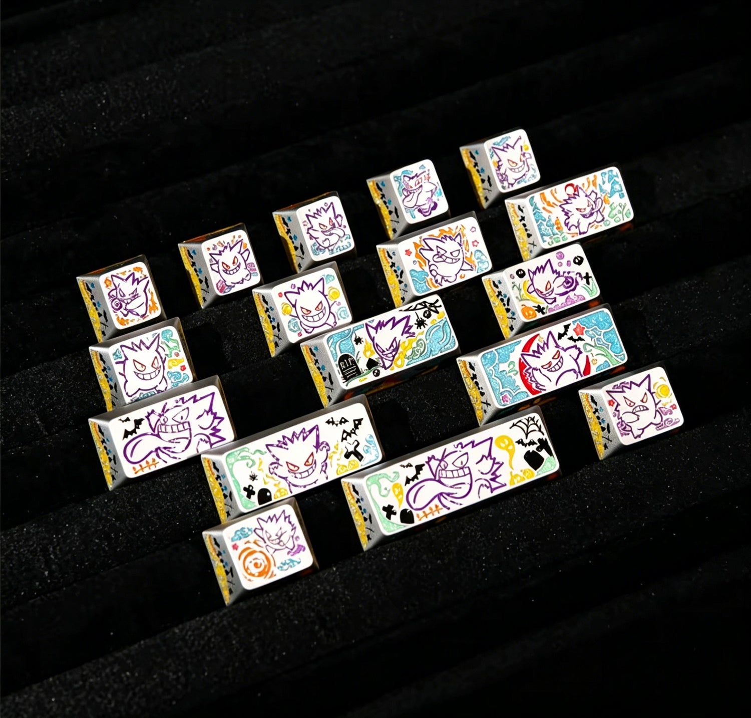 Pok é mon series, Gangar themed design, 17 key set, keycaps made of aluminum alloy material CNC integrated precision machining personalized keycaps, mechanical keyboard decorative keycaps