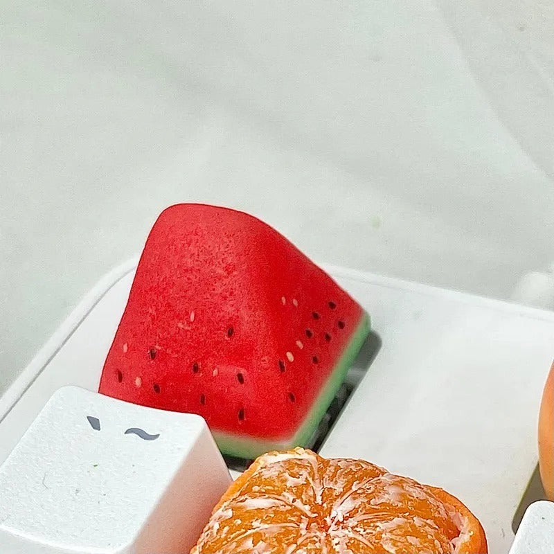 Simulated fruit series keycaps, handmade personalized keycaps made of soft clay material, mechanical keyboard creatively decorated keycaps