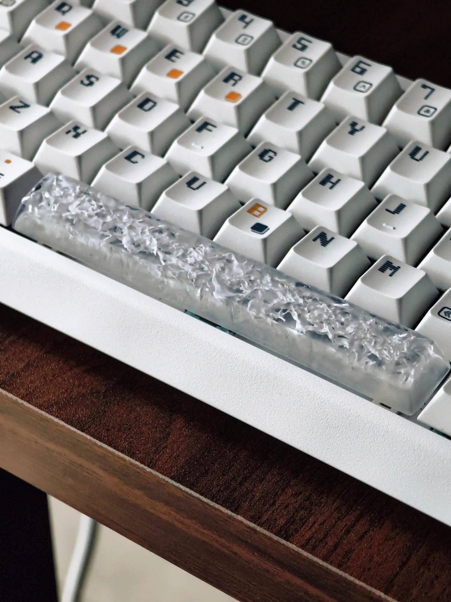 Ice cubes, water ripple design, 6.25U space bar transparent resin personalized keycap, mechanical keyboard element decorative keycap