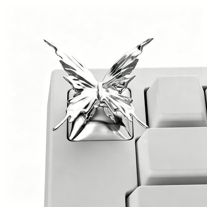 Metal butterfly, liquid metal butterfly shaped 1U personalized keycap, mechanical keyboard metal minimalist design decorative art keycap