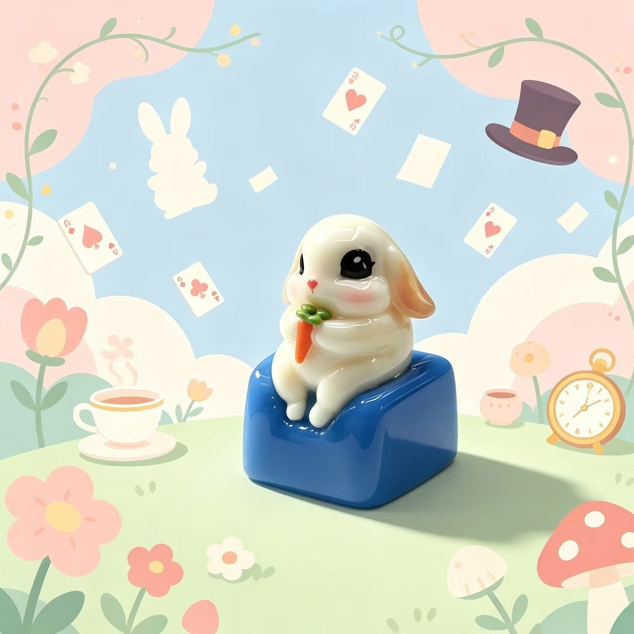 Original design rabbit sofa, clay keycap mechanical keyboard, personalized keycap customization, handmade creative gift