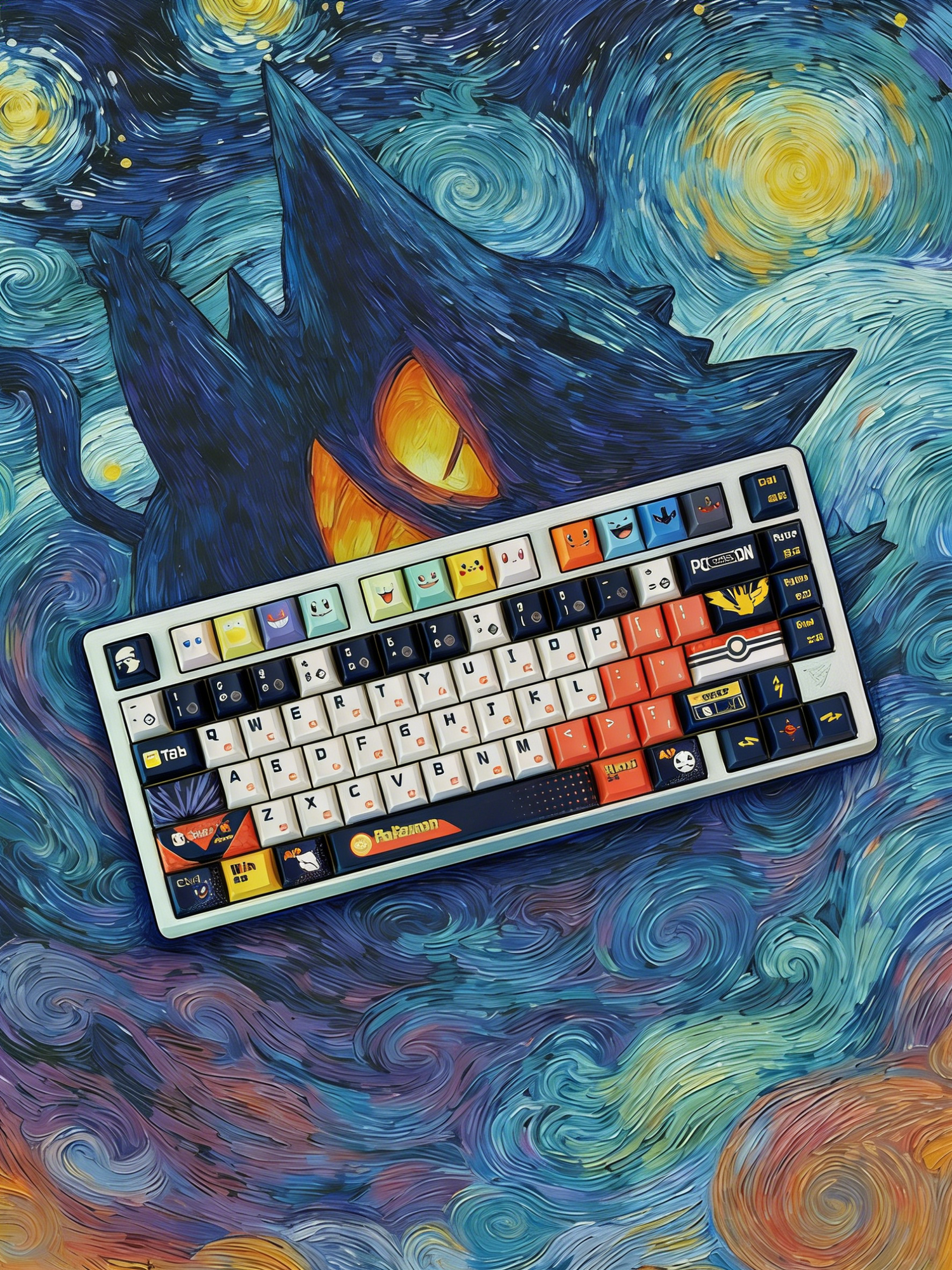 Pok é mon series keycap set, anime and game mechanical keyboard decoration keycap set, PBT material suitable for 61/64/68/75/84/87/104 key mechanical keyboards