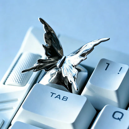 Metal butterfly, liquid metal butterfly shaped 1U personalized keycap, mechanical keyboard metal minimalist design decorative art keycap
