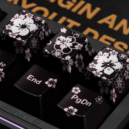 Spring and Jingming Black Theme Theme, Keycap Set PBT Metallic Texture personalized keycap set, , compatible with 61/64/68/75/84/87/104 mechanical keyboard