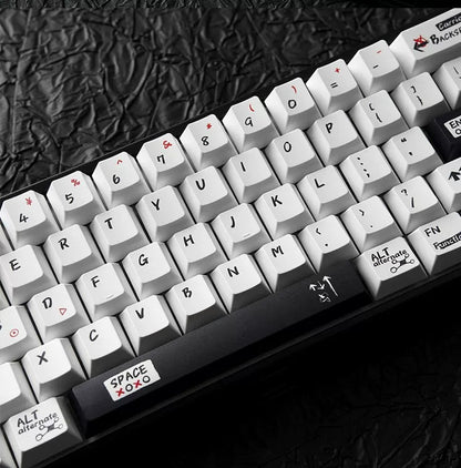Black fire themed minimalist design, PBT material material personalized keycap set, compatible with 61/64/68/75/84/87/104 mechanical keyboard replacement keycap