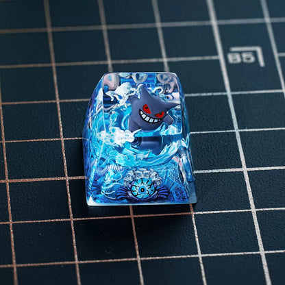 Pok é mon, flash Gengar coating and sealing design, Crystal Resin Personalized Keycaps, Anime Game Culture Creative Resin Keycaps, Mechanical Keyboard Art Decorative Keycaps