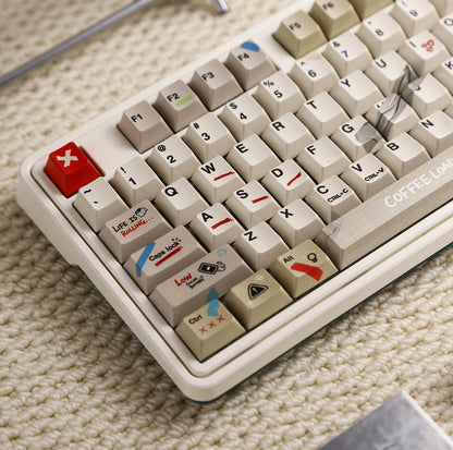IMFKTIRED, Office keycap set, retro color scheme, PBT material Mechanical Keyboard Replacement Keycap Set, suitable for 61/64/68/75/84/87/104 Key Mechanical Keyboard