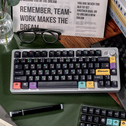 Chocolate/blueberry donut themed design, PBT material personalized keycap set, factory height, compatible with Wooting/ROG EXTREME mechanical keyboard