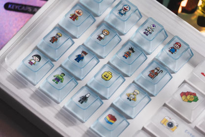 Lego themed design, cartoon cute personalized custom keycap complete set PBT+PC heat sublimation factory height, personalized themed keycap set