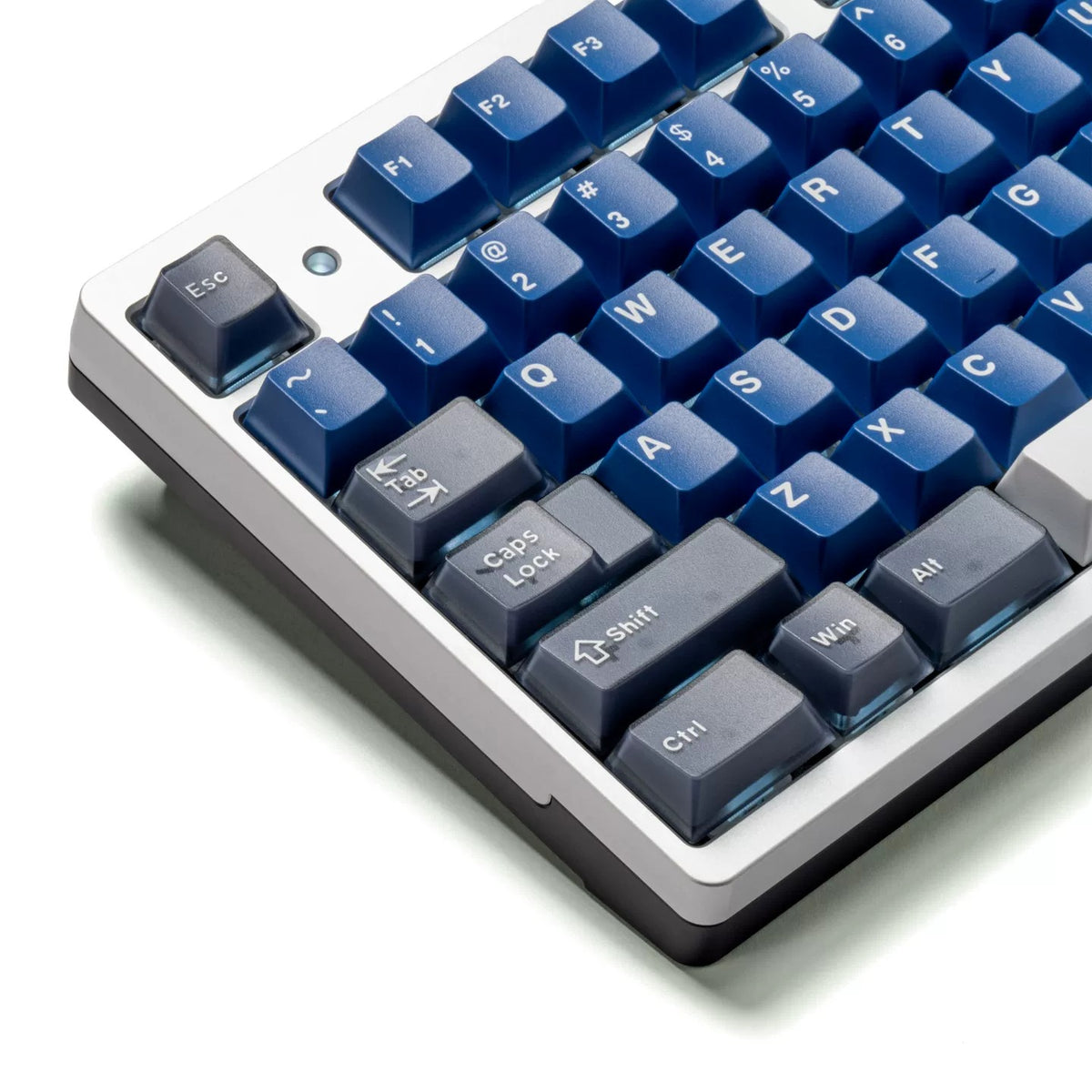 Warrior Blue Grey Half Transparent Full Set Keycap ABS+PC Two Color, Simple Blue Tone, Mechanical Keyboard Replacement Keycap Set, Compatible with 61/64/68/75/84/87/104 Key Mechanical Keyboard Keycap Set