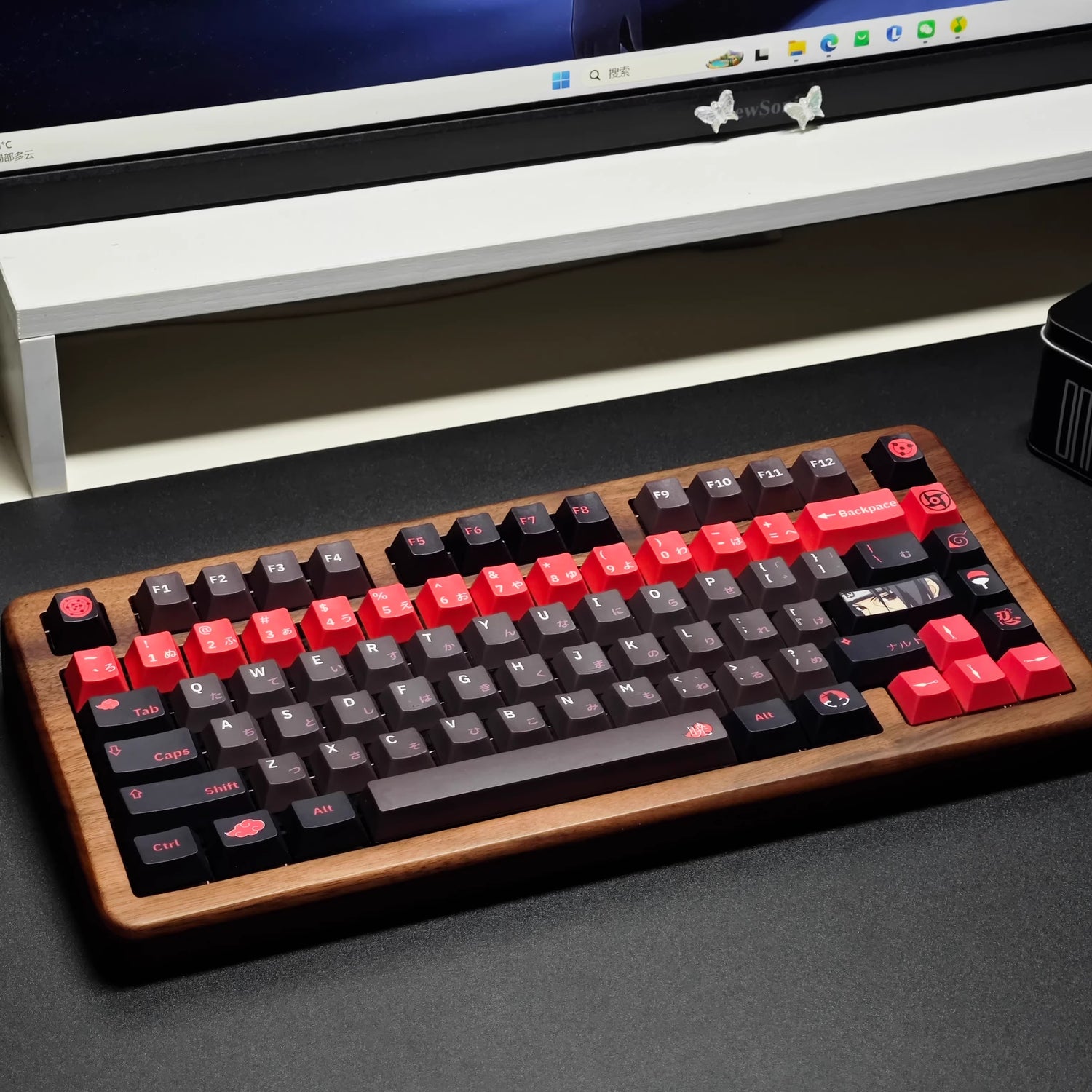 Naruto series, Akatsuki themed keycaps, Uchiha Itachi, Sharingan, PBT+PC material anime culture peripheral decoration keycap set