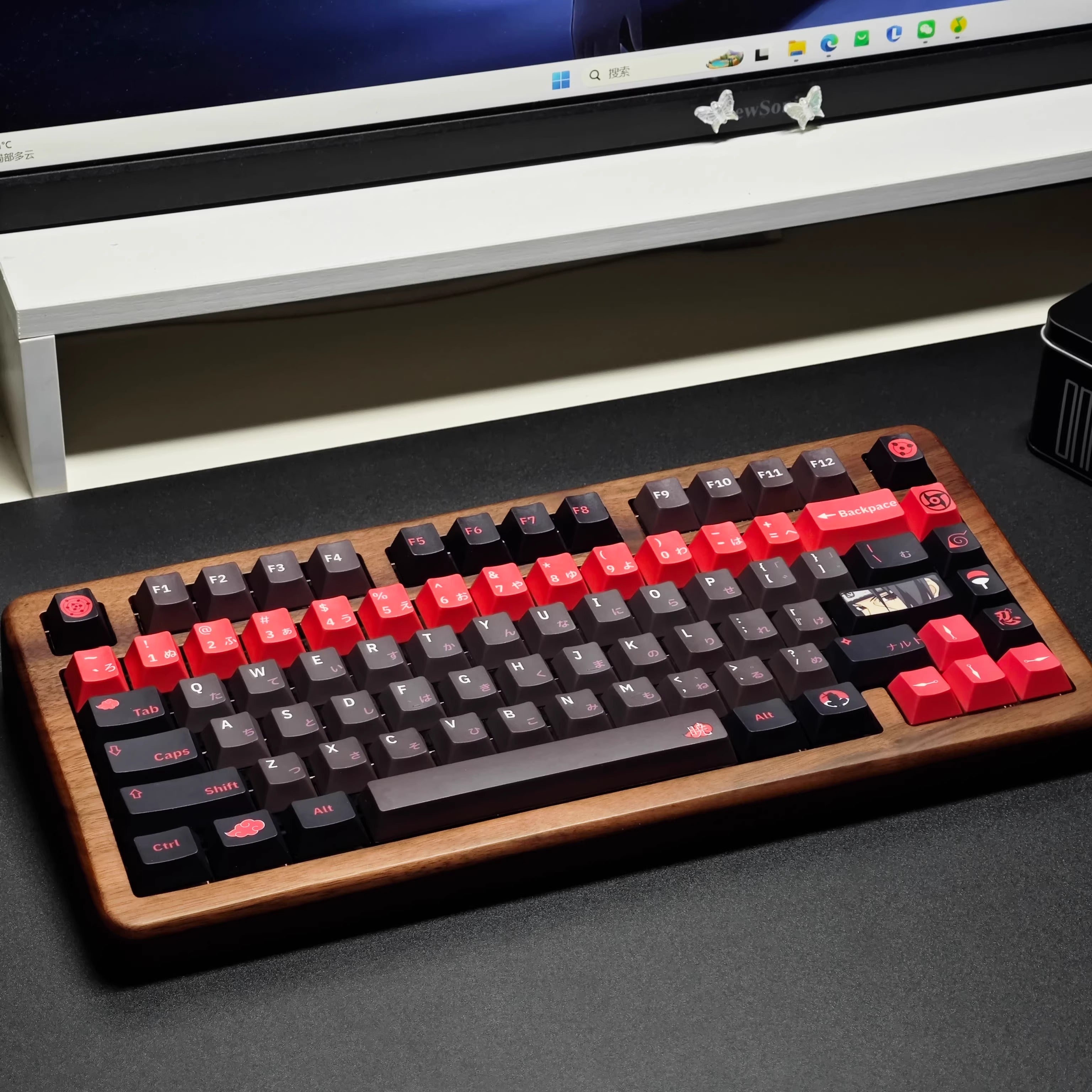 Naruto series, Akatsuki themed keycaps, Uchiha Itachi, Sharingan, PBT+PC material anime culture peripheral decoration keycap set