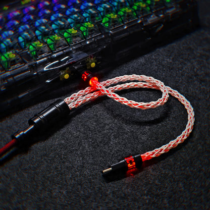Customized manual data cable for mechanical keyboard, split into two e-sports aviation plug cables, dual 8K luminous data cables, magnetic axis mechanical keyboard