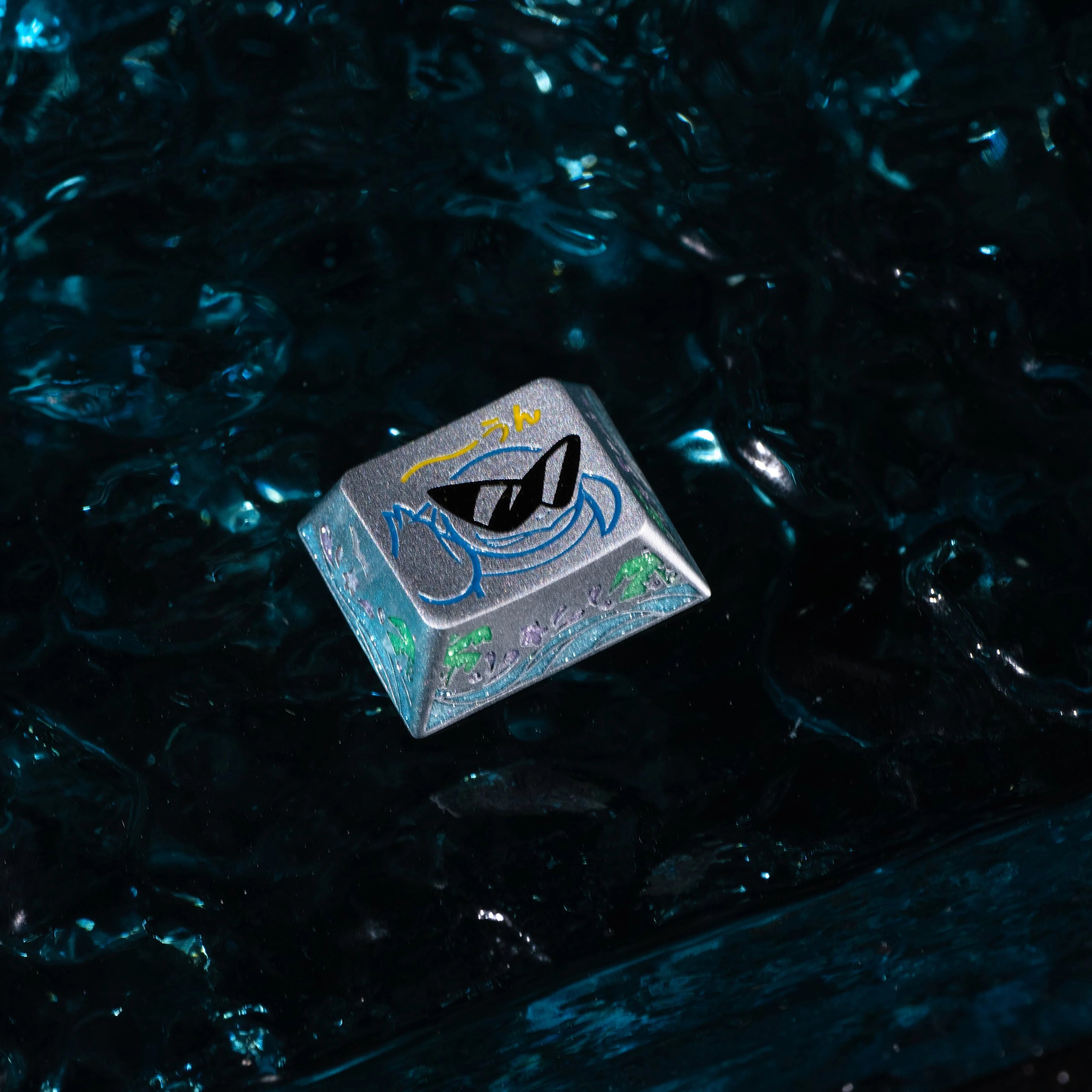 Squirtle Theme, Aluminum Alloy CNC Metal Anode Personalized Keycaps, Enamel Colored Colorful Art Keycaps, Mechanical Keyboard Anime Cartoon Decorative Keycaps