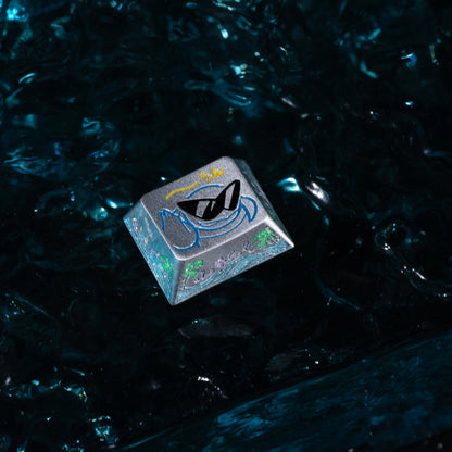 Squirtle Theme, Aluminum Alloy CNC Metal Anode Personalized Keycaps, Enamel Colored Colorful Art Keycaps, Mechanical Keyboard Anime Cartoon Decorative Keycaps