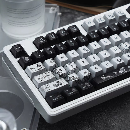 Dark Night Thorn Metal Paint Mechanical Keyboard Keycaps PBT Original Factory Height, PBT material personalized keycaps, mechanical keyboard replacement keycap set, Compatible with 61/64/68/75/84/87/104 Key Mechanical Keyboard Keycap Set