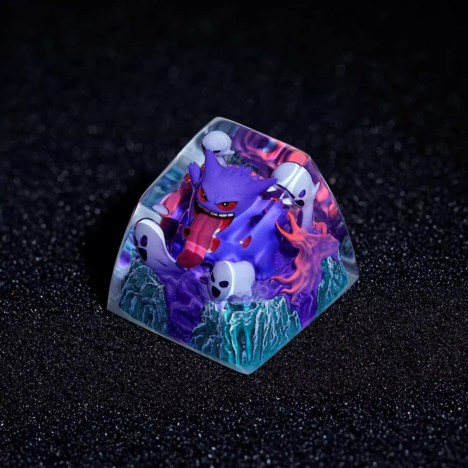 Gengar crystal resin personalized keycaps, anime and game culture creative decorative keycaps, mechanical keyboard creative art keycaps