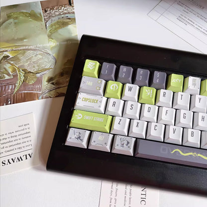 Overwatch series, Genji themed keycaps, PBT material, sublimation technology, animation cartoon decoration keycap set