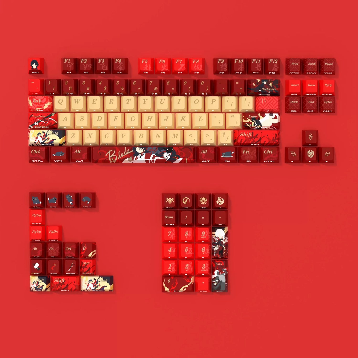 Honkai：Star Rail，Blade Theme PBT material personalized keycap set, anime cultural creative decoration keycap set, compatible with 61/64/68/75/84/87/104 mechanical keyboard