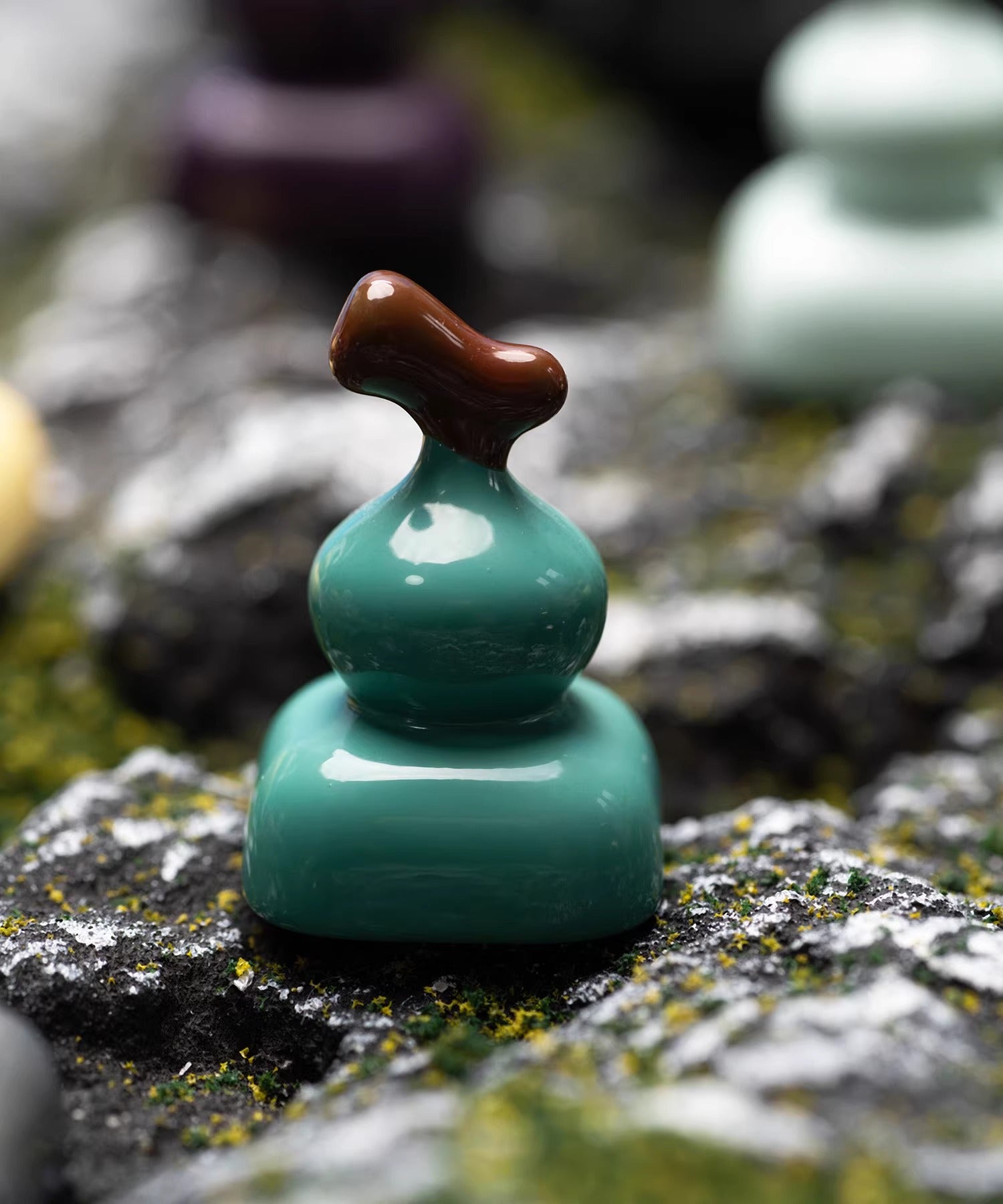 Zinc alloy gourd keycaps, metal baked paint personalized keycaps, random blind box mechanical keyboard creative decorative keycaps