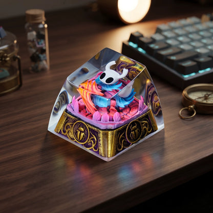 Hollow Knight, Dark Gold Base Style coating and sealing design, Crystal Resin Personalized Keycaps, Anime Game Culture Creative Resin Keycaps, Mechanical Keyboard Art Decorative Keycaps