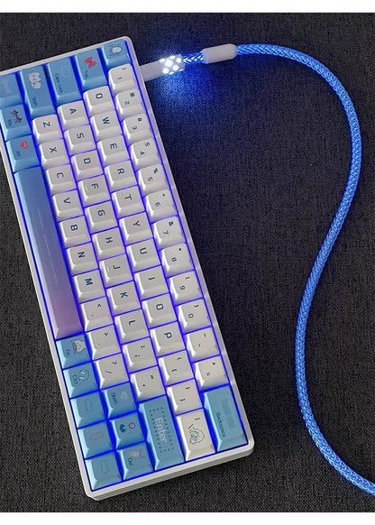 Basic overall luminous single-crystal copper mechanical keyboard customized manual data cable, luminous data cable