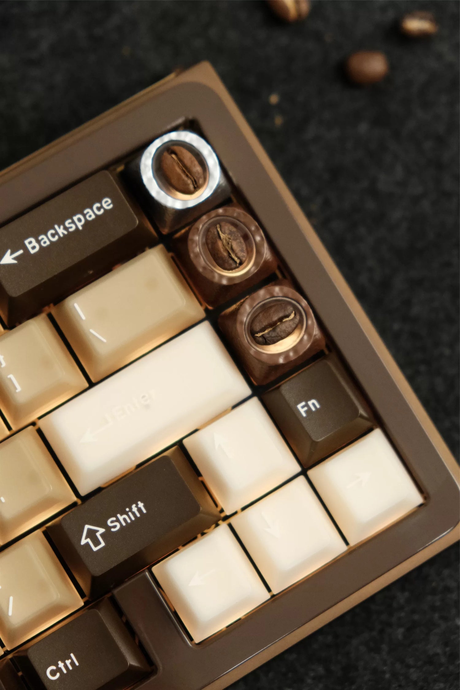 Resin coffee beans, coated with transparent resin coffee beans, creative and personalized keycaps, mechanical keyboard decorative art keycaps