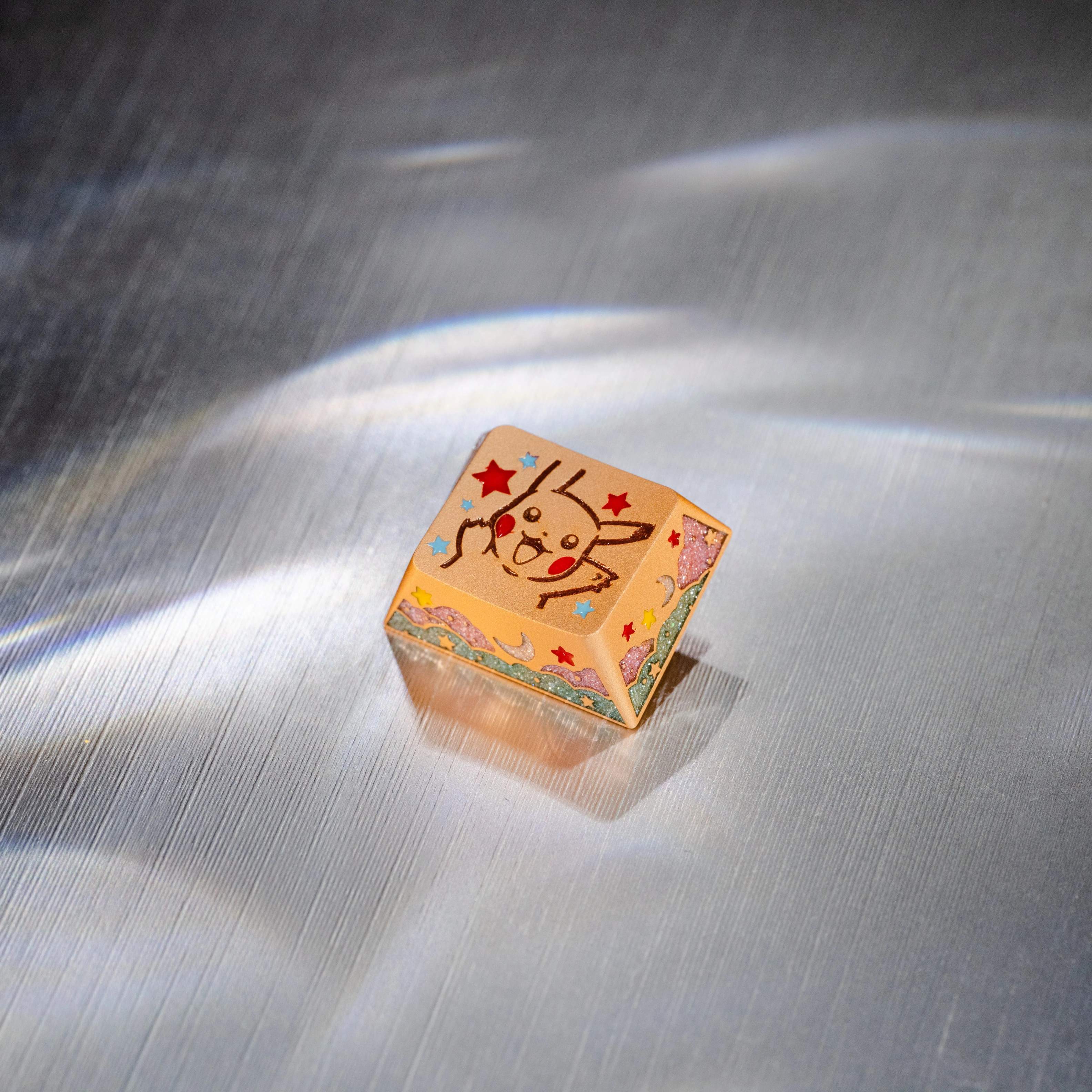 Pok é mon series, Pikachu themed design, keycaps made of aluminum alloy material CNC integrated precision machining personalized keycaps, mechanical keyboard decorative keycaps