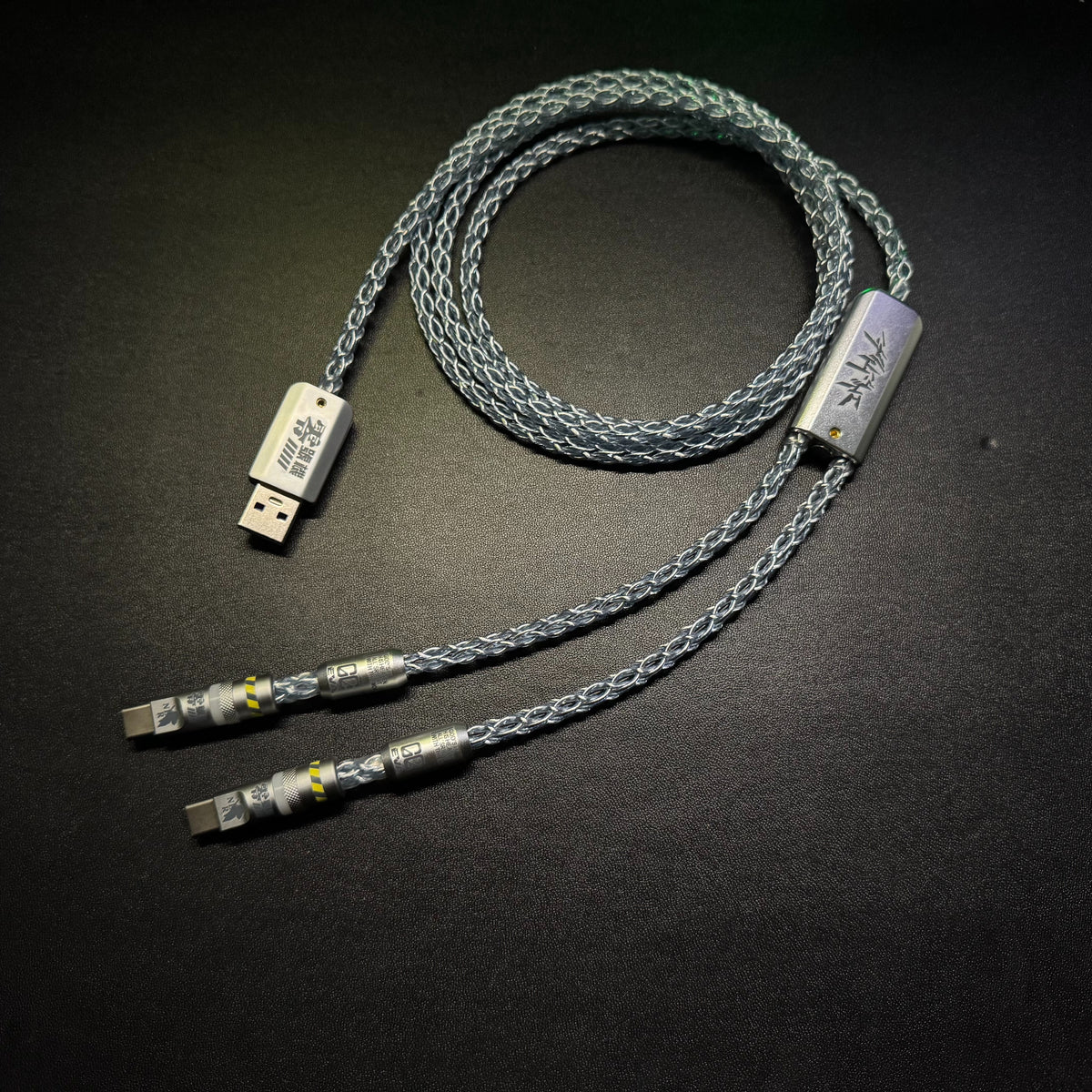Customized manual data cable for mechanical keyboard with EVA theme design, dual type C aviation plug, dual 8K luminous data cables, magnetic axis mechanical keyboard