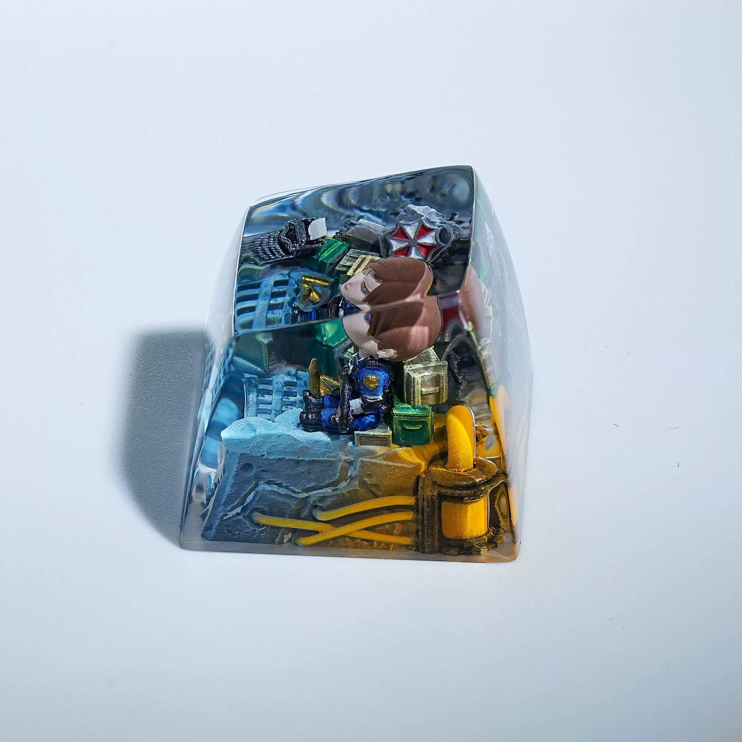 Resident Evil, Leon·Scott·Kennedy， Crystal resin personalized keycaps, anime and game cultural creative keycaps, mechanical keyboard artistic decorative keycaps