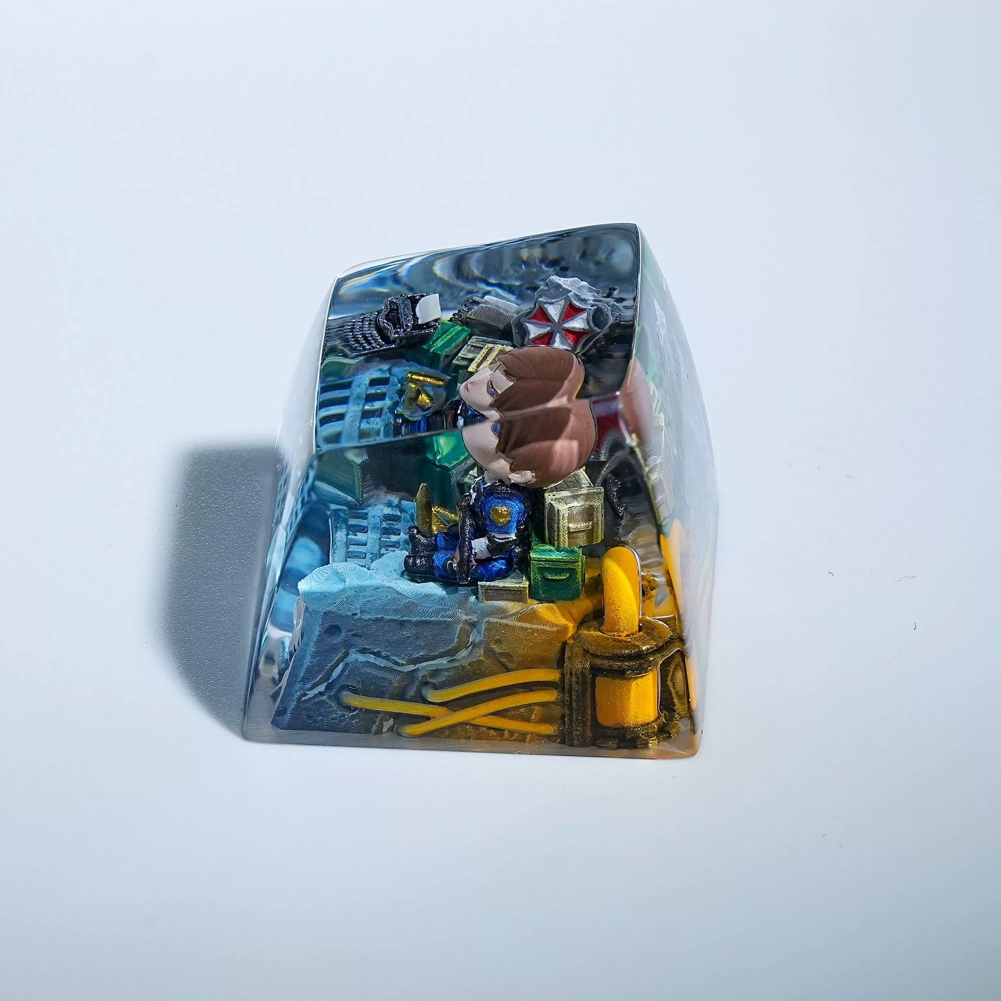 Resident Evil, Leon·Scott·Kennedy， Crystal resin personalized keycaps, anime and game cultural creative keycaps, mechanical keyboard artistic decorative keycaps