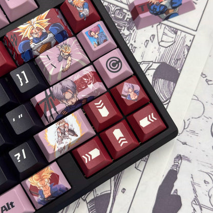 Dragon Ball, Torankusu themed personalized keycap set, Saiyan decorative keycaps, PBT material suitable for 61/64/68/75/84/87/104 key mechanical keyboards