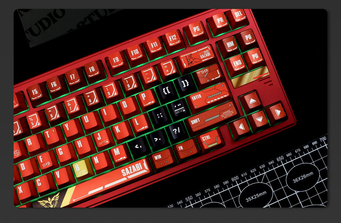 Gundam‌，SAZABI，MSN-04, PBT material personalized keycaps, mechanical keyboard replacement keycap set, anime and game cultural and creative keycaps set, Compatible with 61/64/68/75/84/87/104 Key Mechanical Keyboard Keycap Set