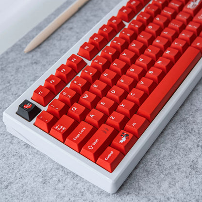 Chili themed personalized keycap set factory height, PBT material material personalized keycap set， Red gradient mechanical keyboard replacement keycap set, compatible with 61/64/68/75/84/87/104 mechanical keyboard replacement keycap