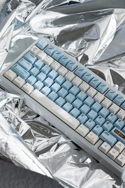 Space Station Theme SpaceStation Mechanical Keyboard Keycaps in Blue and White Color, Original Factory Height PBT Material Decorative Keycap Set