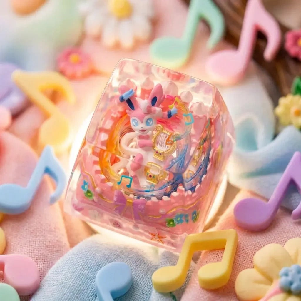 Pok é mon, Eevee series, Crystal Resin Personalized Keycaps, Anime Game Culture Creative Resin Keycaps, Mechanical Keyboard Art Decorative Keycaps