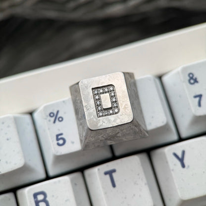 WASD combination set, titanium alloy inlaid gemstone CNC personalized keycaps, machined metal decorative keycaps, corrosion-resistant special metal keycaps, mechanical keyboard decorative keycaps