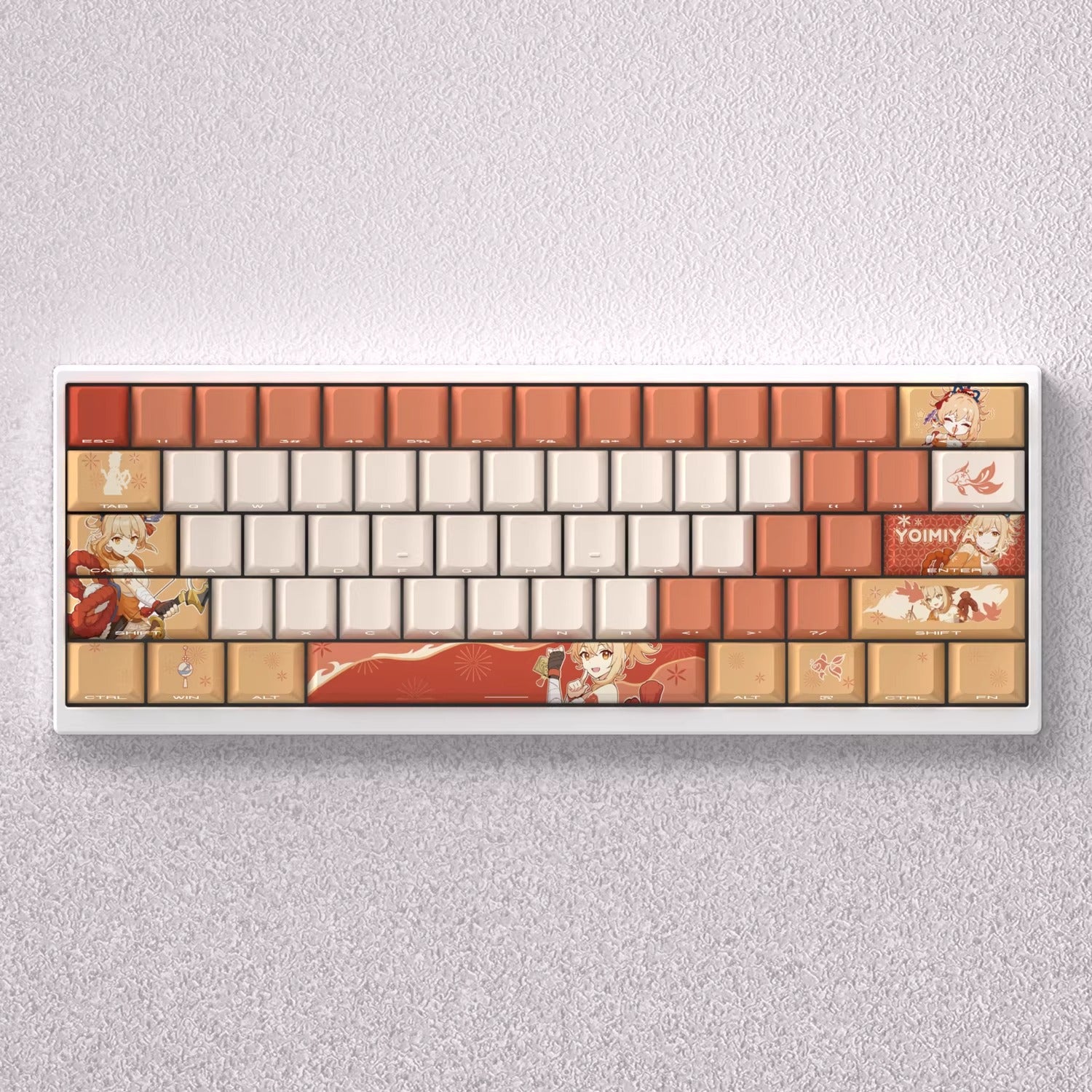Genshin Impact series, Yoimiya theme, original high PBT material compatible MX switch mechanical keyboard, anime game theme set keycaps, mechanical keyboard replacement keycap set