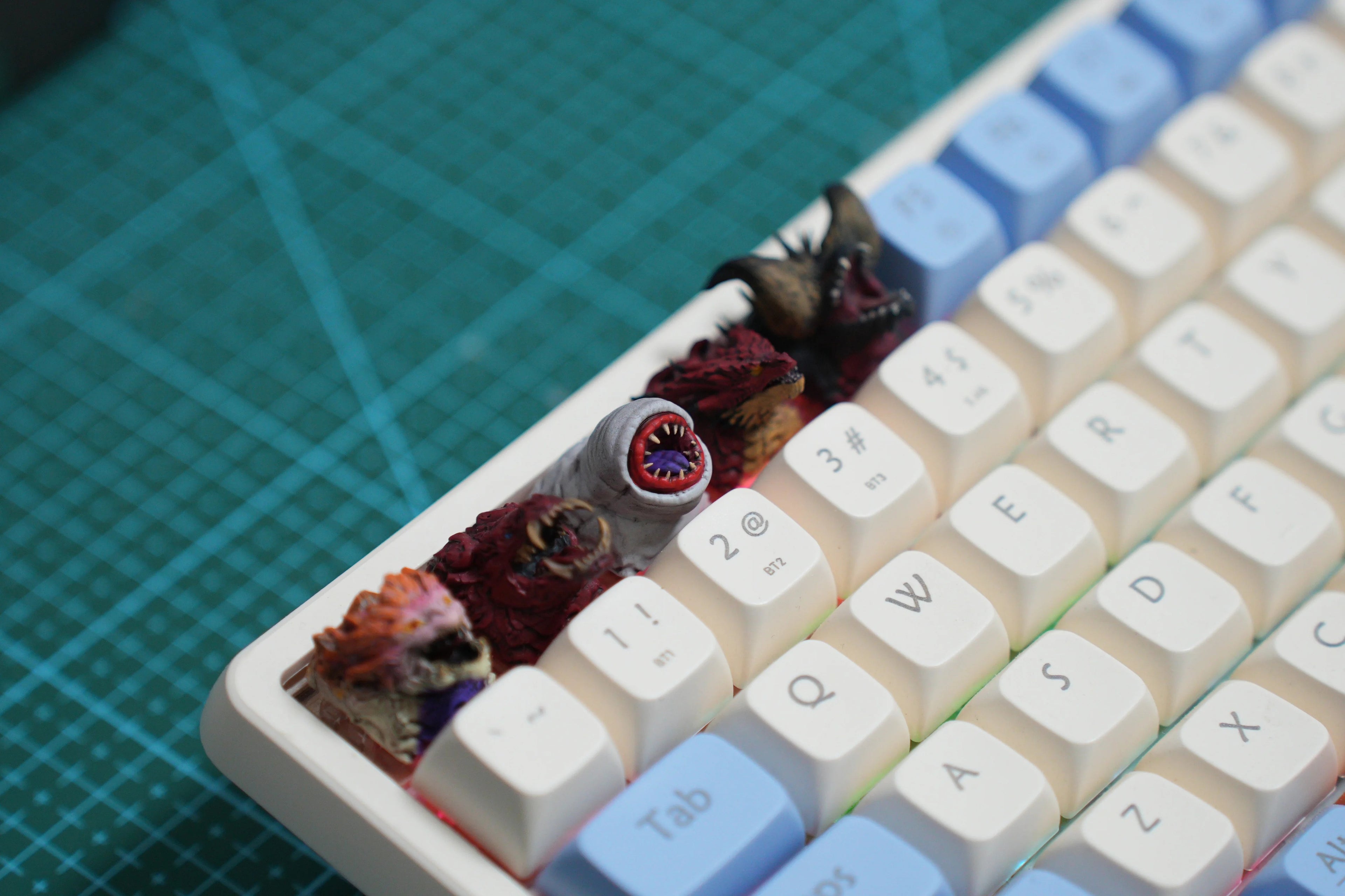 Monster Hunter themed resin personalized keycaps, coated resin mechanical keyboard decorative keycaps