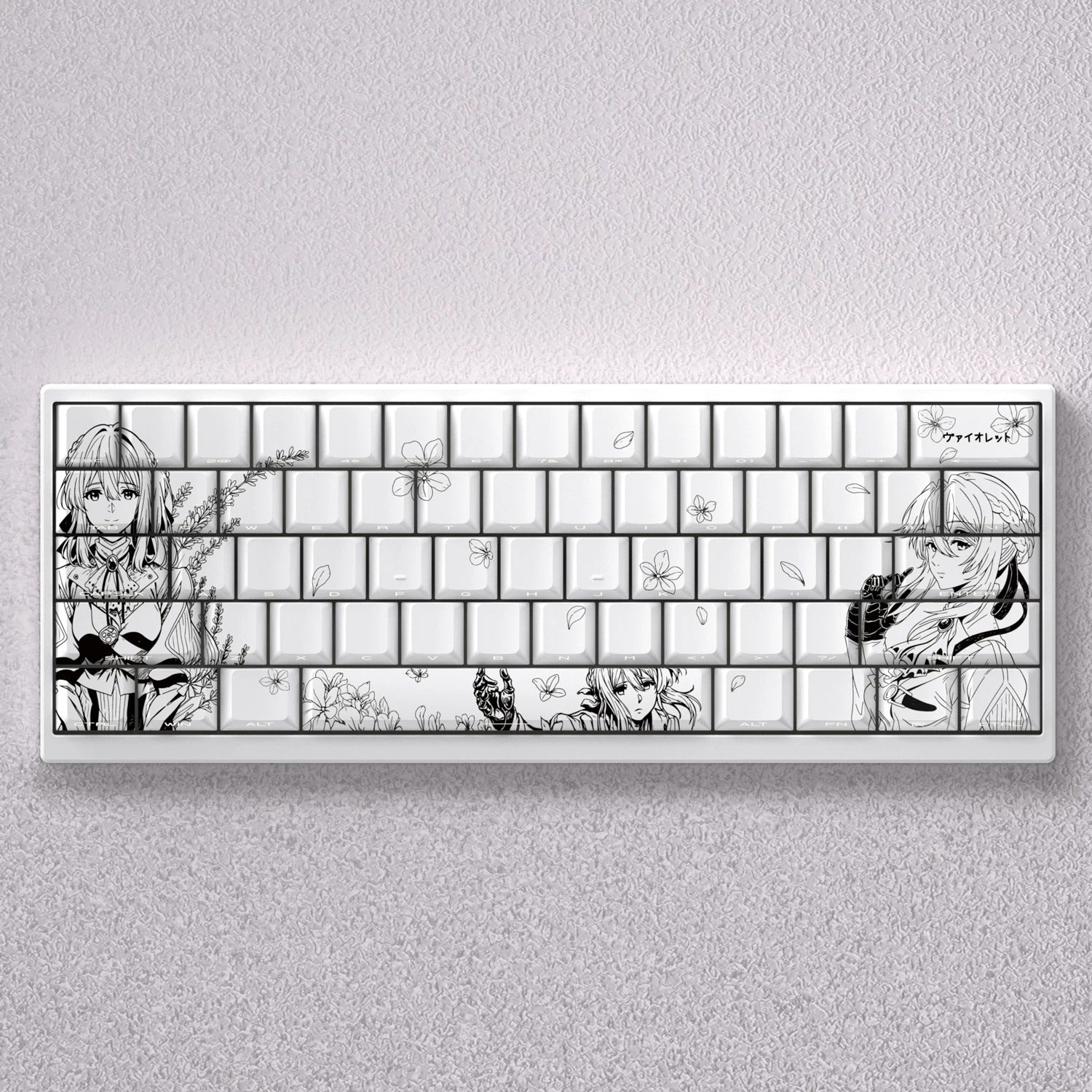Violet Evergarden theme, original high PBT material compatible MX switch mechanical keyboard, anime and game theme set keycaps, mechanical keyboard replacement keycap set