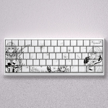Violet Evergarden theme, original high PBT material compatible MX switch mechanical keyboard, anime and game theme set keycaps, mechanical keyboard replacement keycap set