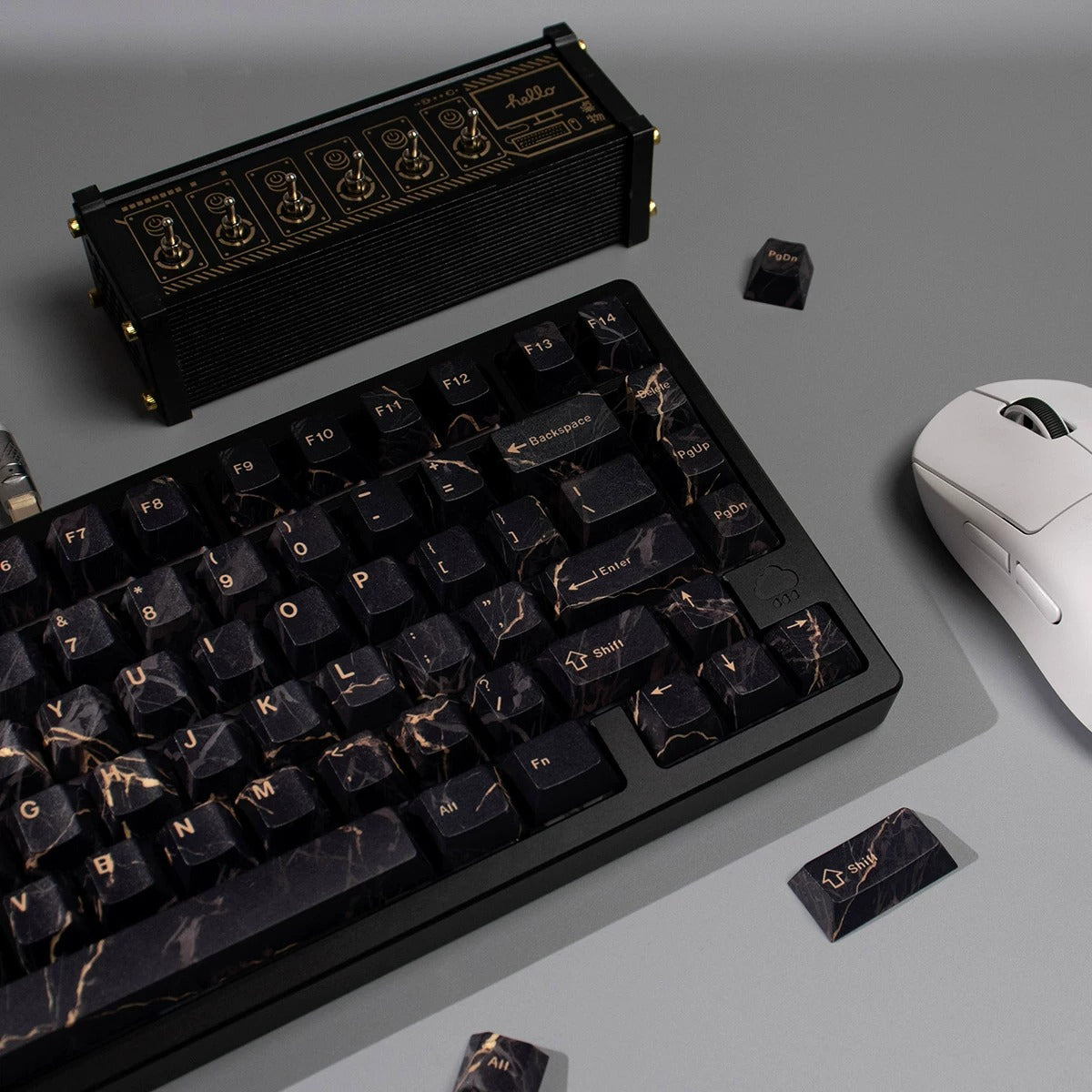 Minimally designed marble patterned keycap set, PBT Material Personalized Keycap Set, Compatible with 61/64/68/75/84/87/104 Key Mechanical Keyboard