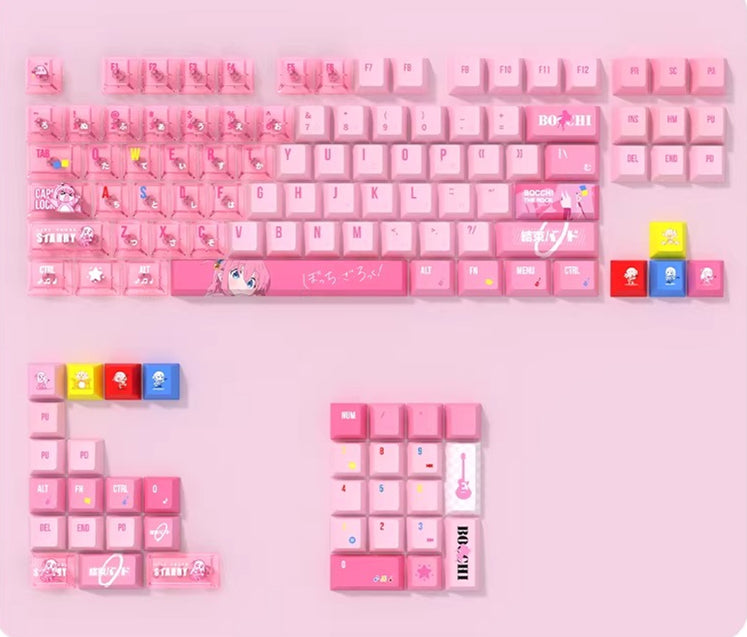 Bocchi The Rock! Theme, Gotoh Hitori, PBT+PC material personalized keycap set, game culture creative decorative keycaps