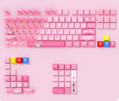 Bocchi The Rock! Theme, Gotoh Hitori, PBT+PC material personalized keycap set, game culture creative decorative keycaps