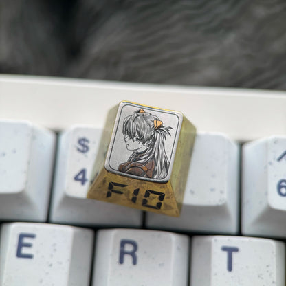EVA， Asuka theme, F1-F12 precision carving 1 U titanium alloy personalized keycaps, anime and game cultural creative keycaps, mechanical keyboard decorative keycaps