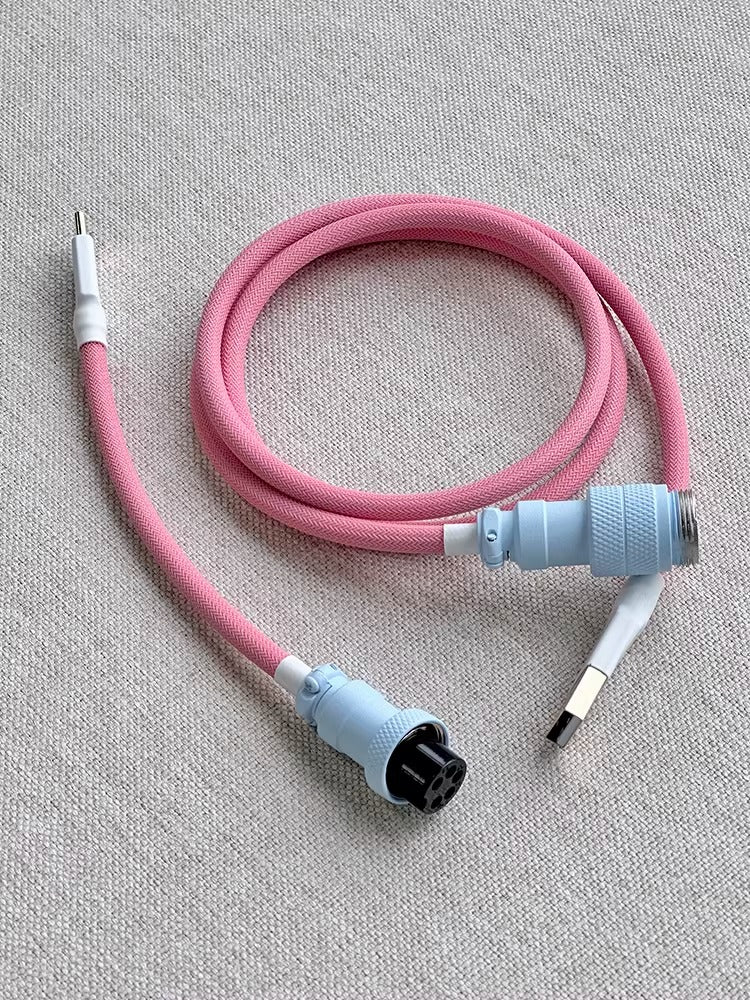 Customized mechanical keyboard manual data cable USB TypeC basic straight weaving aviation plug data link cable