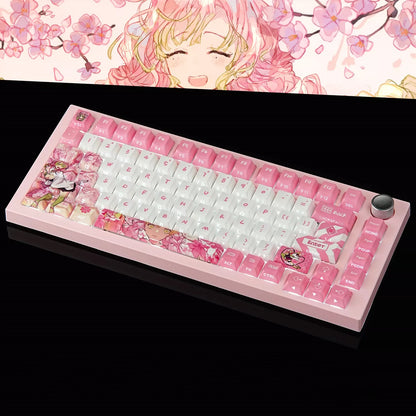 Demon Slayer: Kimetsu No Yaiba, Kanroji Mitsuri Theme PBT material personalized keycaps, mechanical keyboard replacement keycap set, anime and game cultural and creative keycaps set, Compatible with 61/64/68/75/84/87/104 Key Mechanical Keyboard Keycap Set